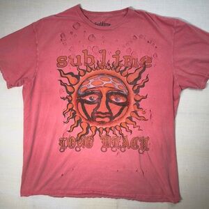 Sublime Graphic T-shirt Men’s S Oversized Distressed Redish Pink Short Sleeve T